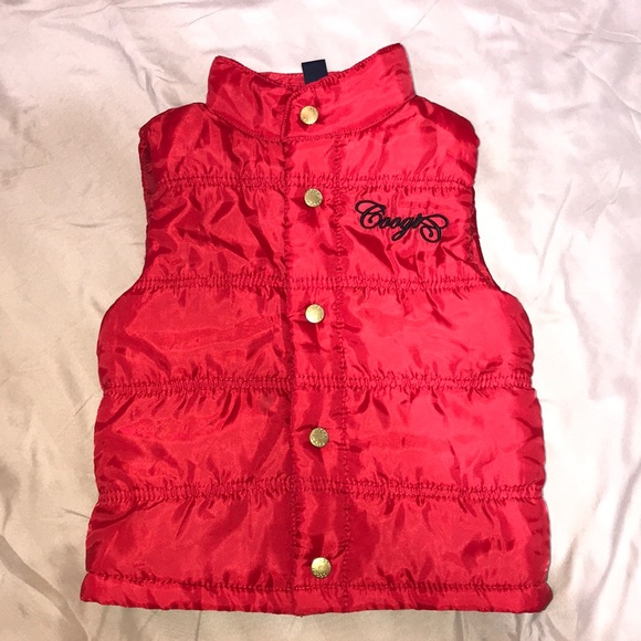 COOGI Red Puffer Gold Button Up Vest Jacket 3T - Picture 1 of 10